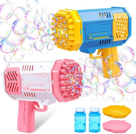 69-Hole Bubble Bazooka Gun for Kids – Automatic Bubble Blaster with Bubble Solution, Outdoor Summer Party Toy – Purple